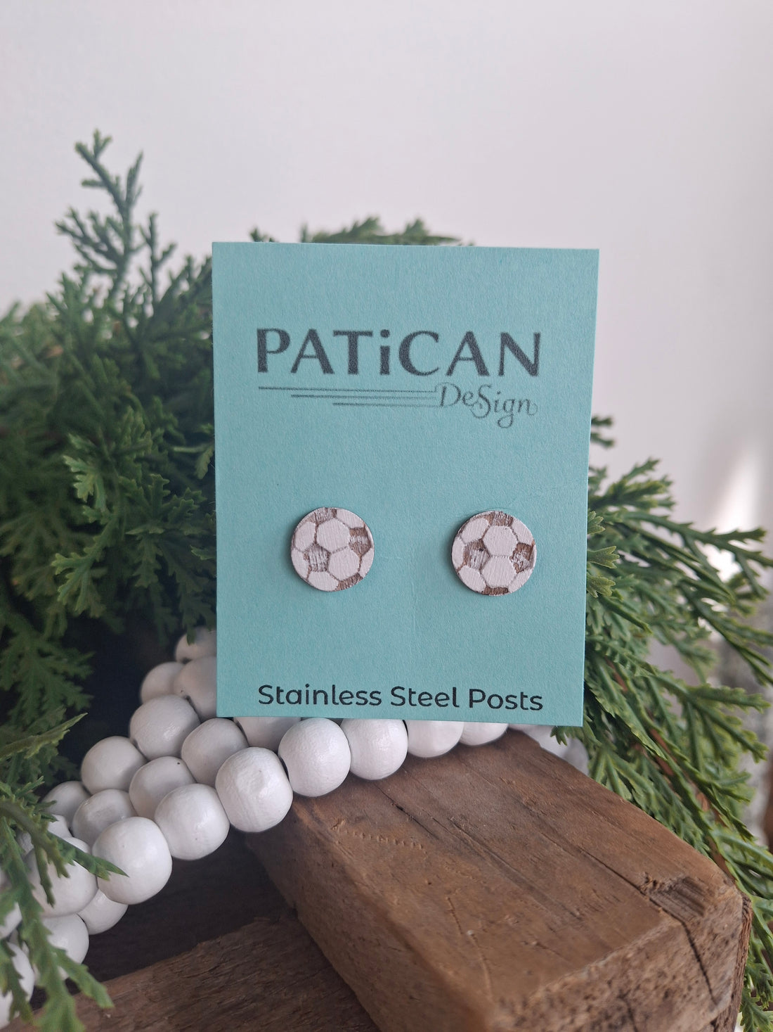 Laser Engraved Earrings - Soccer
