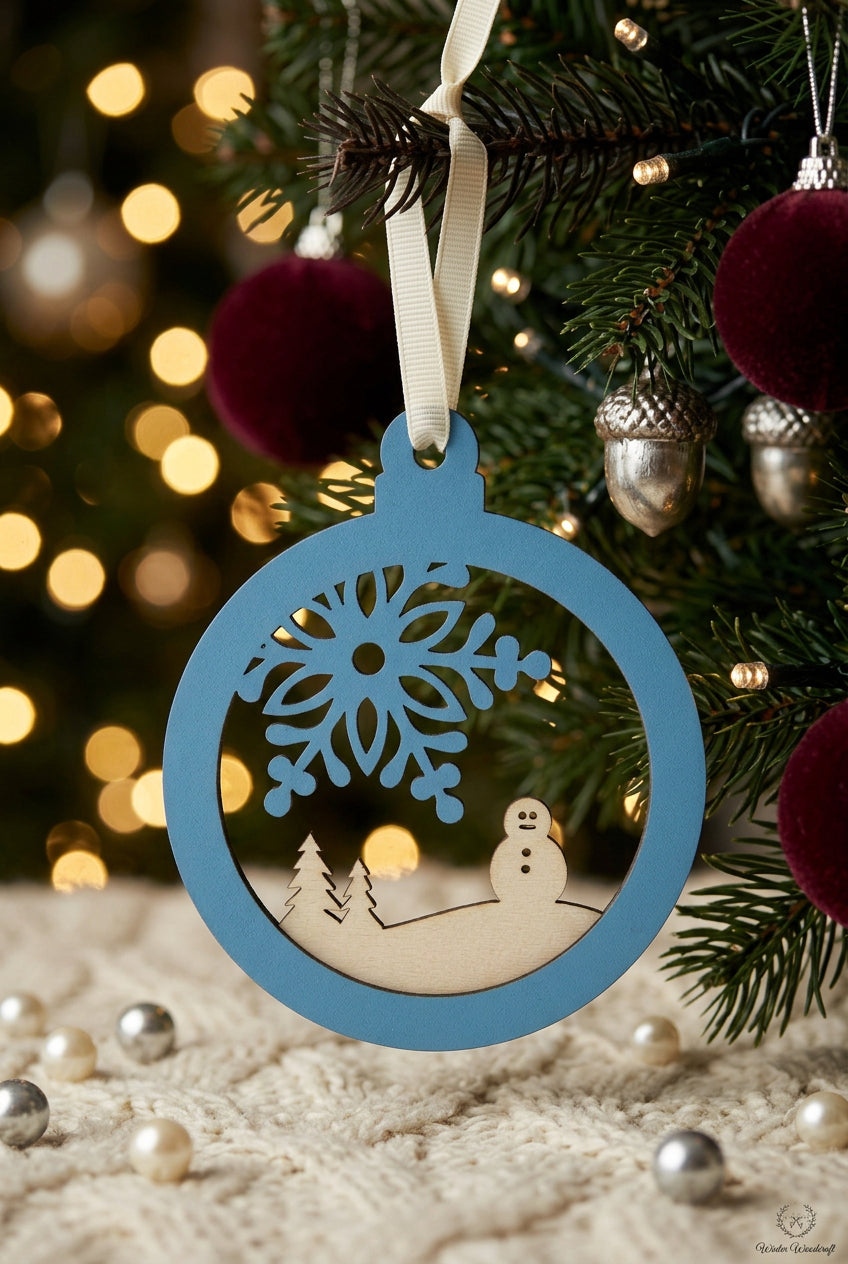 Snowman + Snowflake Ornament