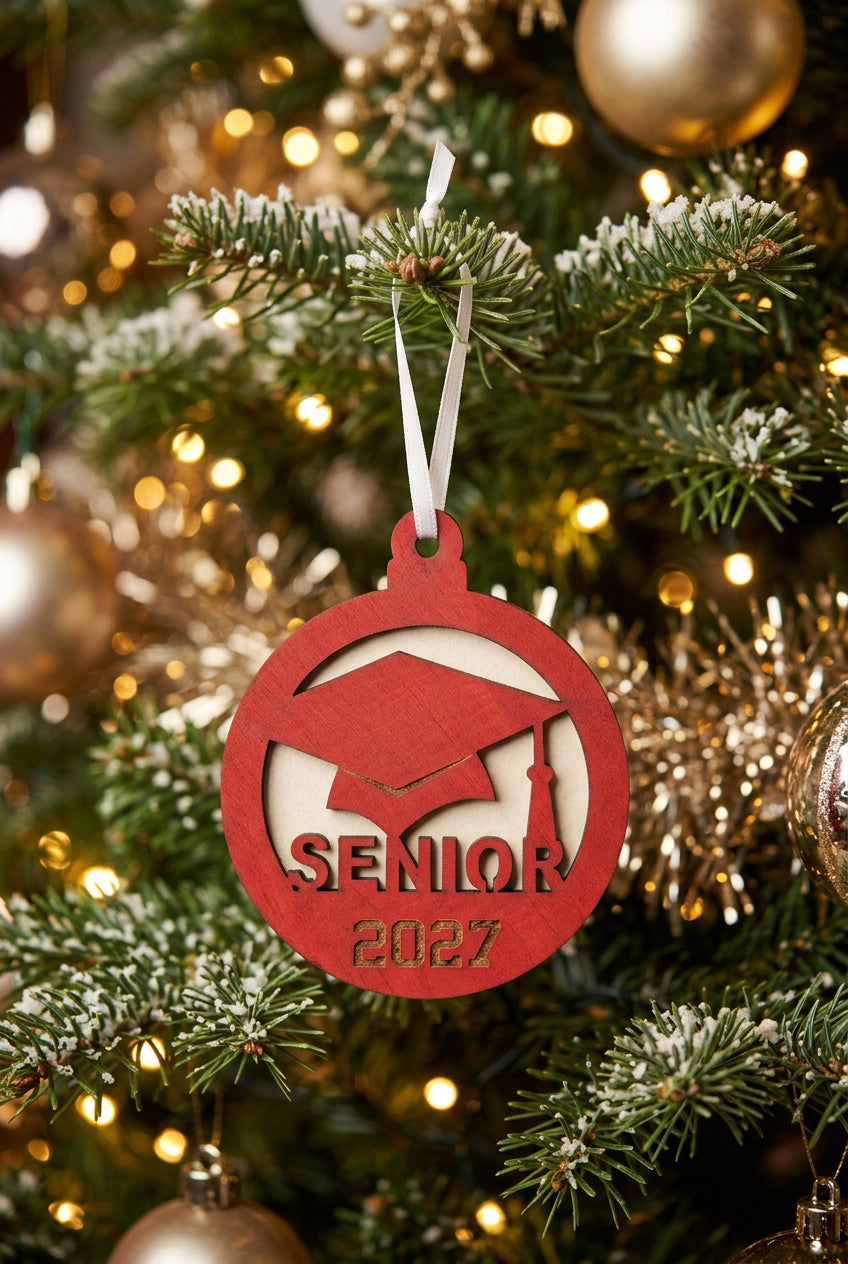 Senior 2027 Ornament - Red + White