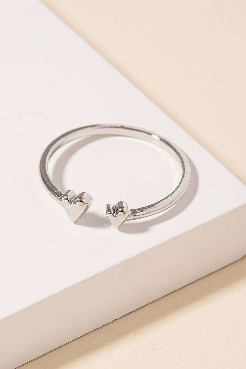 Gold Dipped Delicate Double Heart Open Ring