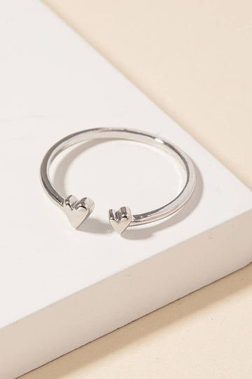 Gold Dipped Delicate Double Heart Open Ring