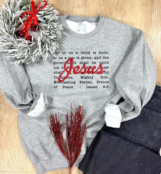 Faux Glitter Jesus Graphic Sweatshirt