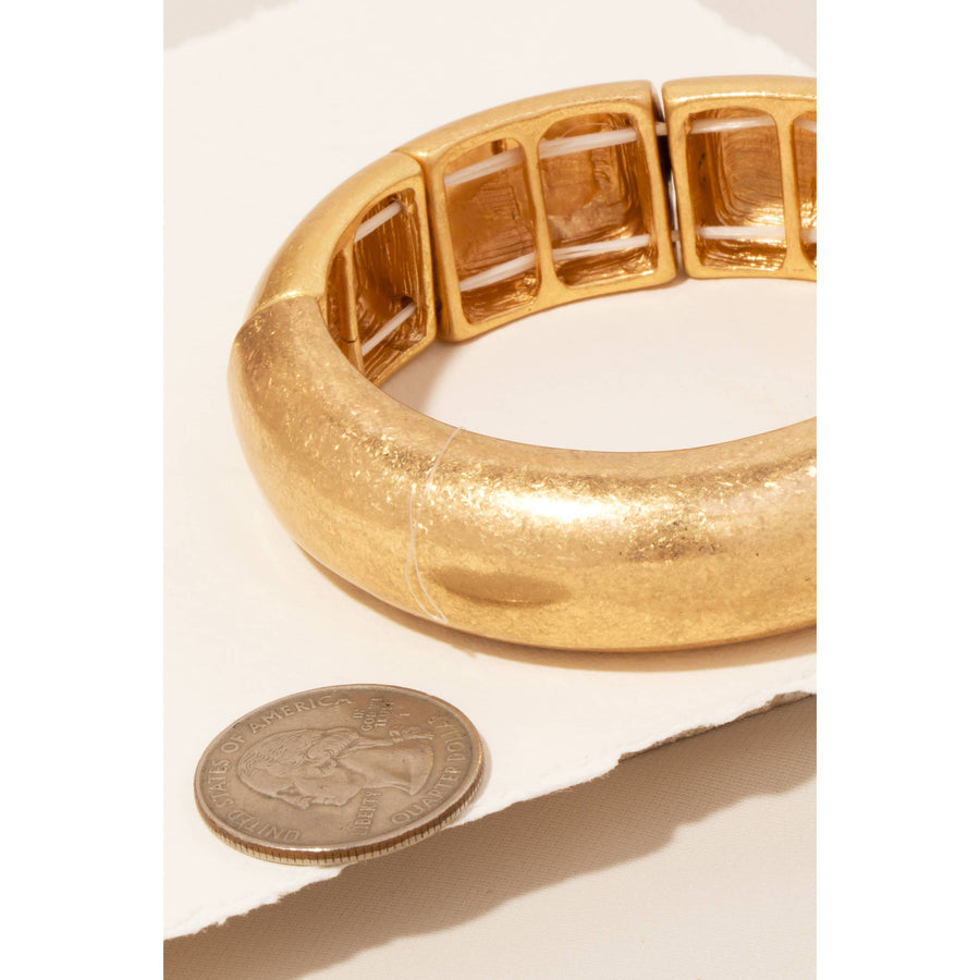 Worn Metallic Elastic Bangle Bracelet