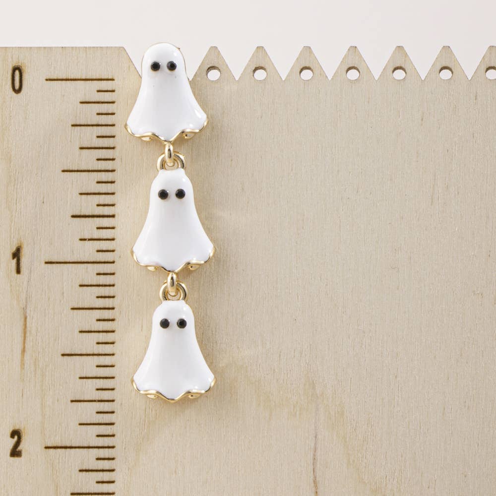 Halloween Triple Ghost Enamel Drop Earrings