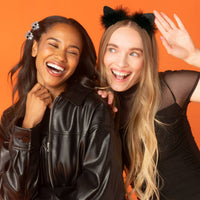 Satin Cat Ears Headband - Black Glitter