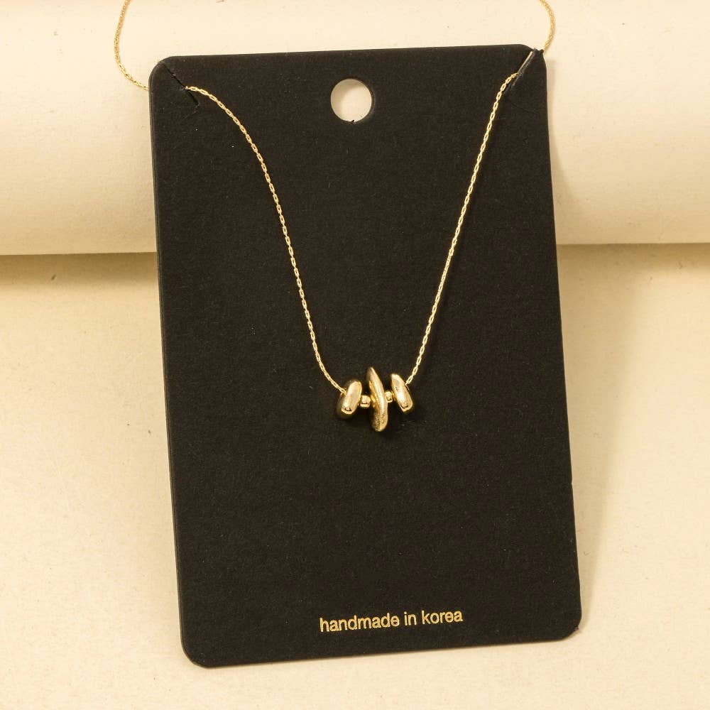 Abstract Metallic Bead Charms Chain Necklace - Gold