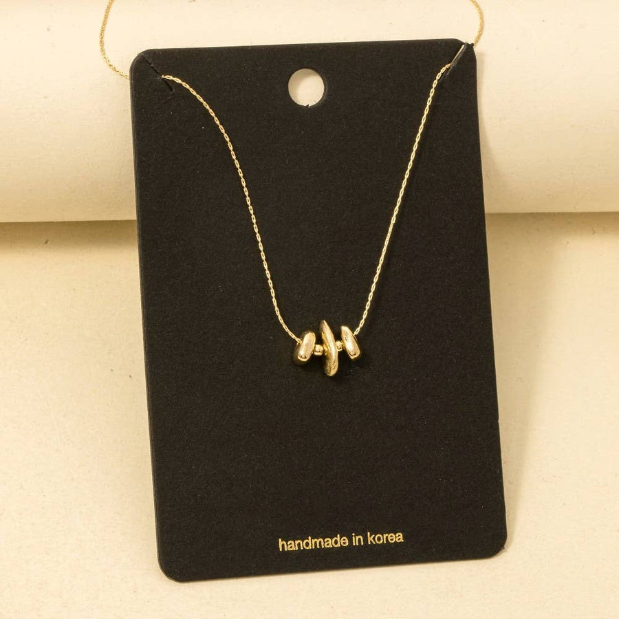 Abstract Metallic Bead Charms Chain Necklace - Gold