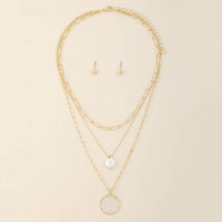 Layered Pearl And Mother Of Pearl Pendant Necklace: Gold
