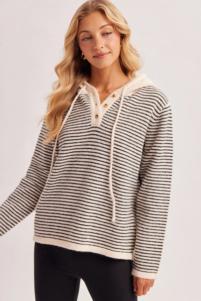 Twilight Stripe Henley Sweater