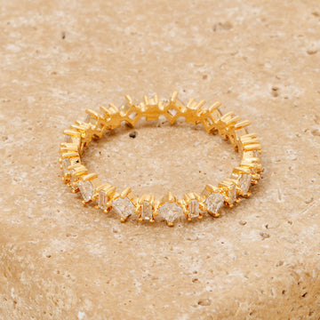 Mixed Cubic Zirconia Studs Dainty Band Ring