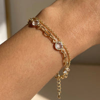Layered Bezel Crystal Station Bracelet: Rhodium Crystal