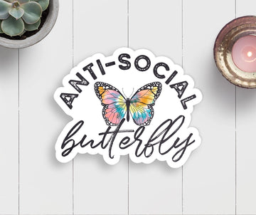 Anti-Social Butterfly Vinyl Sticker