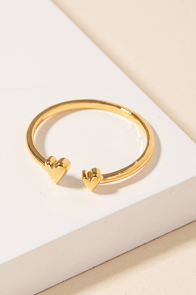Gold Dipped Delicate Double Heart Open Ring