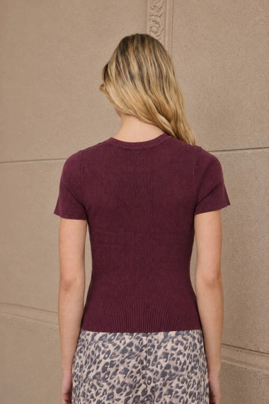 Maroon Cropped Knit Tee
