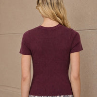 Maroon Cropped Knit Tee