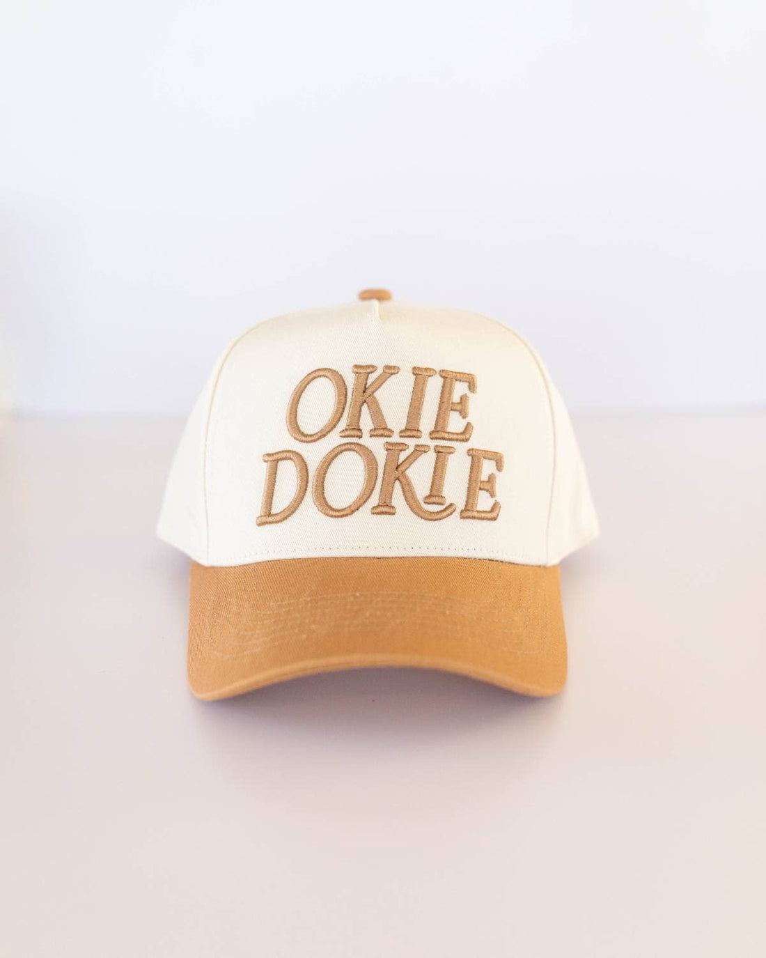 OKIE DOKIE Unisex Trucker Hat: Caramel
