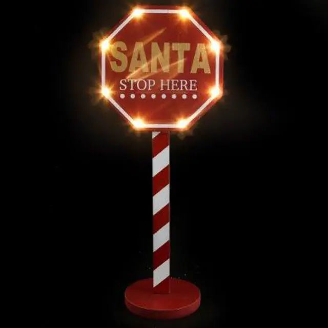 Santa Stop Here Christmas LED Sign