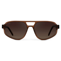 Brooklyn - Women's Polarized Aviator Sunglasses - Crystal Brown/Dark Beige
