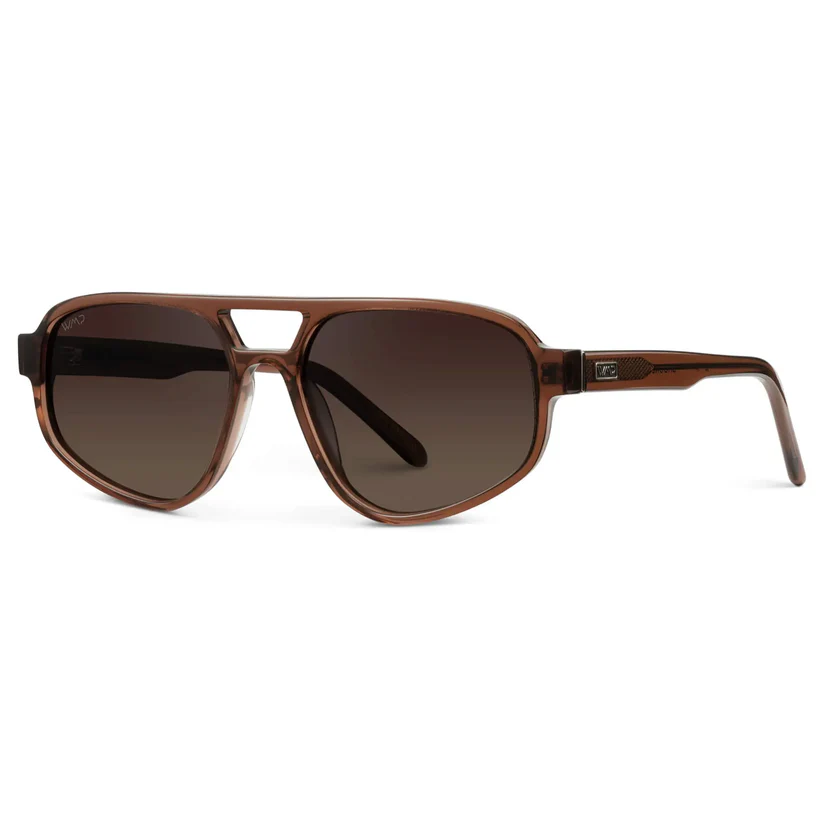 Brooklyn - Women's Polarized Aviator Sunglasses - Crystal Brown/Dark Beige