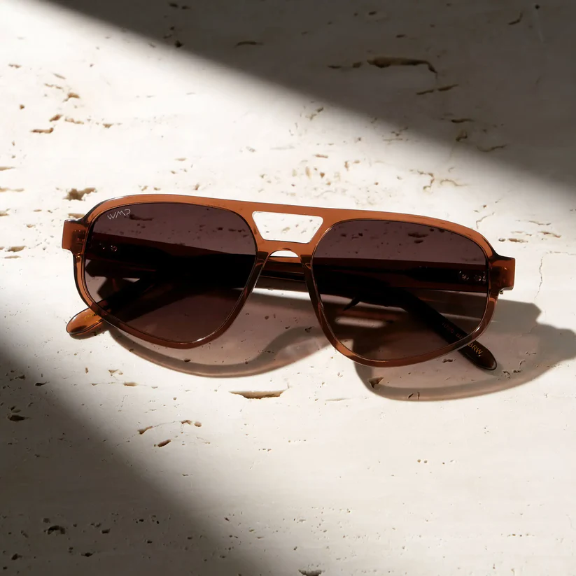 Brooklyn - Women's Polarized Aviator Sunglasses - Crystal Brown/Dark Beige
