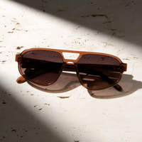Brooklyn - Women's Polarized Aviator Sunglasses - Crystal Brown/Dark Beige