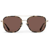 Gia - Women's Square Aviator Polarized Sunglasses - Beige Tortoise/Brown Lens