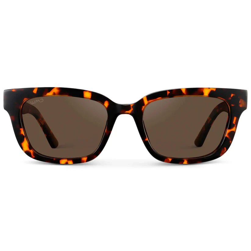 Vivian - Women’s Rectangular Polarized or Tinted Sunglasses - Ember Tortoise/Dark Brown