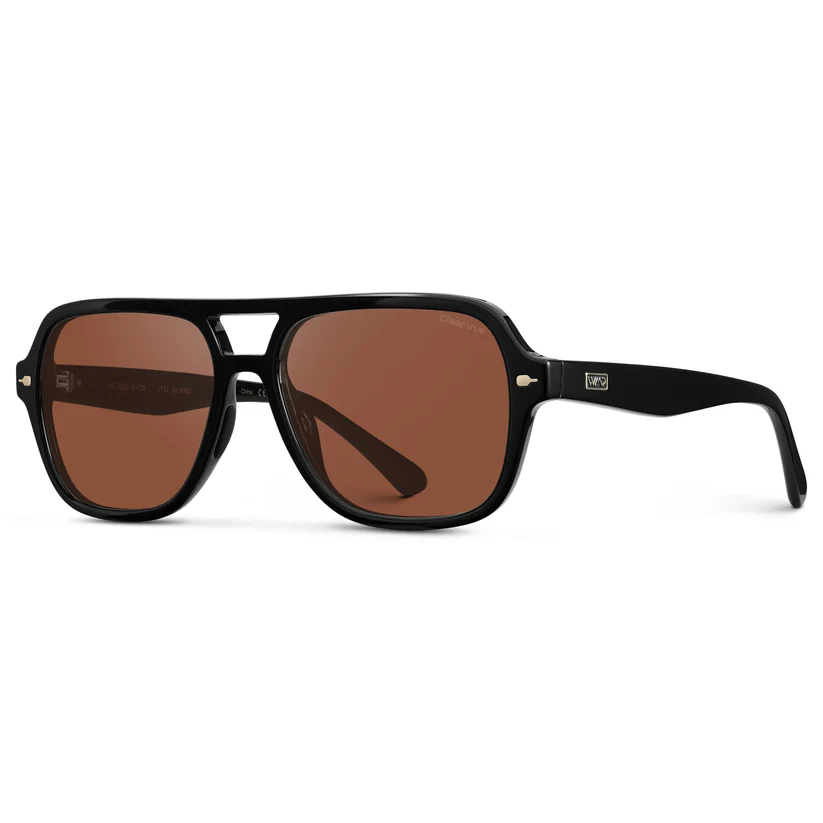Rally - Women's Double Bridge Aviator Sport Sunglasses - Black/Tinted Red