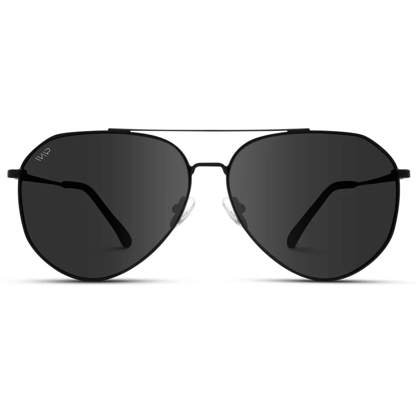 Ramsey - Geometric Polarized Aviators Sunglasses - Black