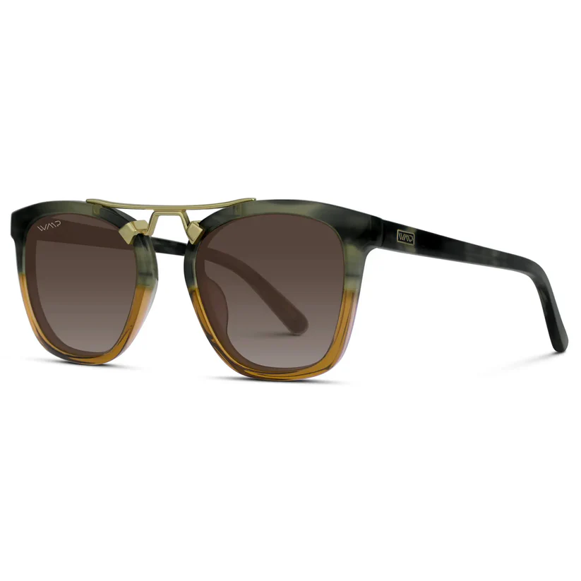 Demi - Women's Polarized Square Sunglasses - Desert Sage / Brown