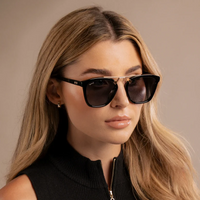 Demi - Women's Polarized Square Sunglasses - Black