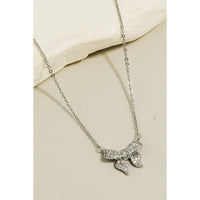 Pave Bow Ribbon Charm Necklace