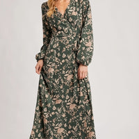 The Forest Reverie Wrap Dress - Hunter Green
