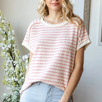 Pink Stripe Short Sleeve Top