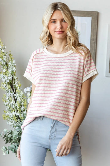 Pink Stripe Short Sleeve Top