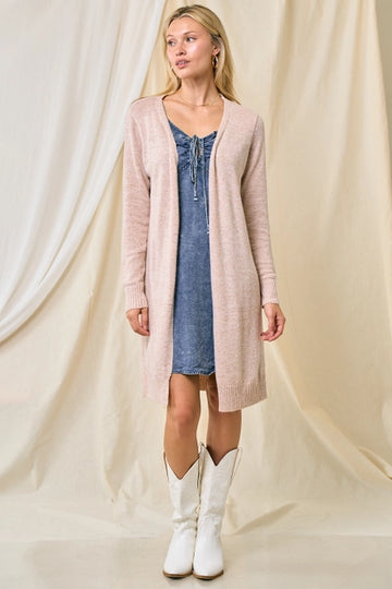Long Sleeve Open Cardigan - Oatmeal