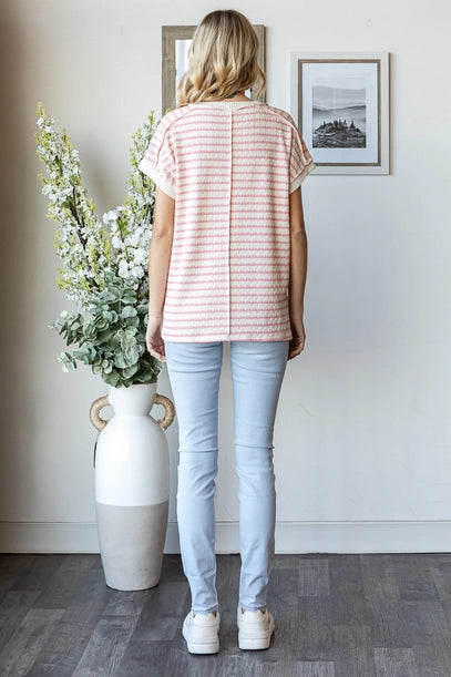 Pink Stripe Short Sleeve Top