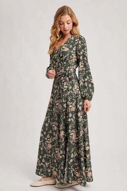The Forest Reverie Wrap Dress - Hunter Green