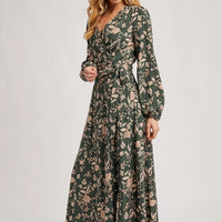 The Forest Reverie Wrap Dress - Hunter Green