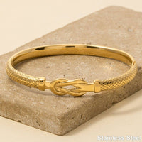 Stainless Steel Textured Knot Bangle Bracelet