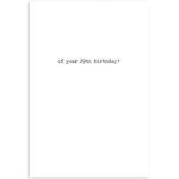 29th Birthday Anniversary Greeting Card