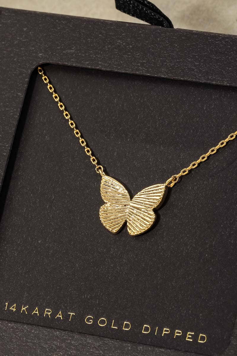 Gold Dipped Butterfly Pendant Necklace