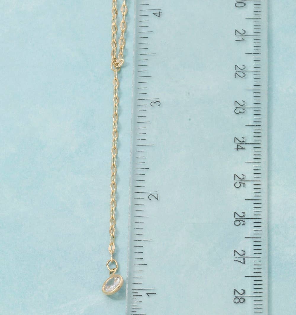 Cubic Zirconia Charm Y Chain Necklace: Gold