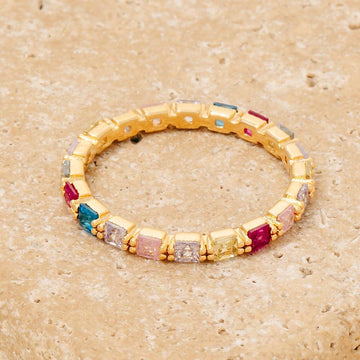 Colorful Studs Dainty Band Ring