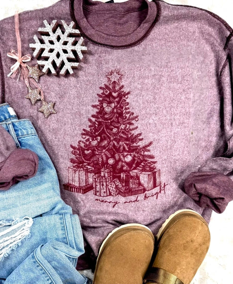 Merry And Bright Christmas Tree Inside Out Sweatshirt