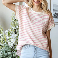 Pink Stripe Short Sleeve Top