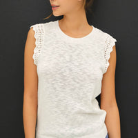 Crochet Ruffle Top - White