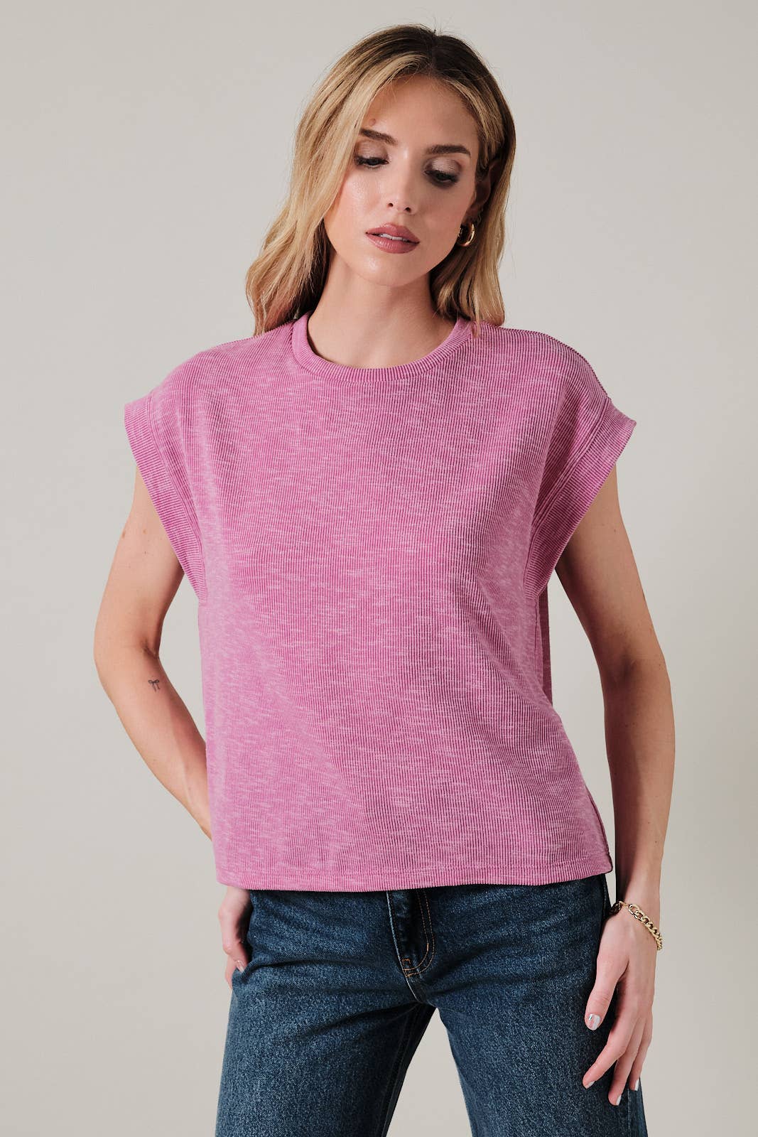 Magenta Ribbed Top