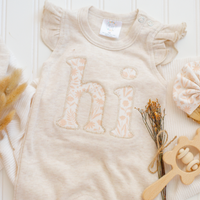 Baby Girl Outfit | Oatmeal Flutter Romper - HI