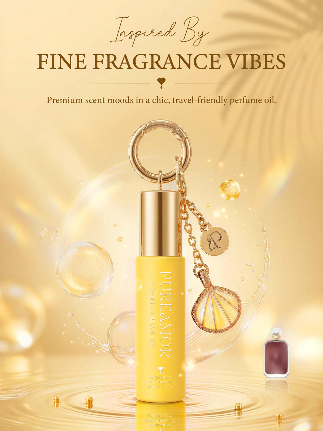 Vanilla Cream | Roll-on Pheromone Keychain Perfume - 6ml: Seashell Clip
